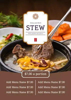 Brown Traditional Stew Menu Poster