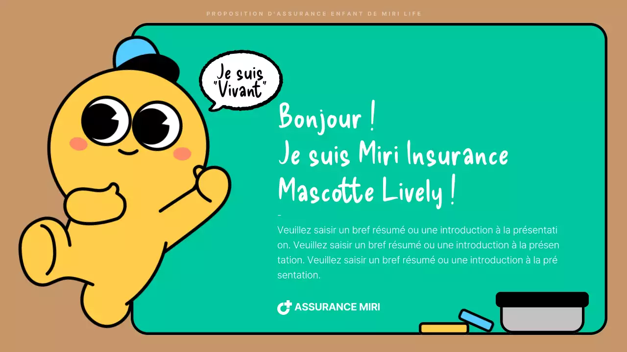 Présentation de la proposition d'assurance d'un enfant au caractère mignon turquoise