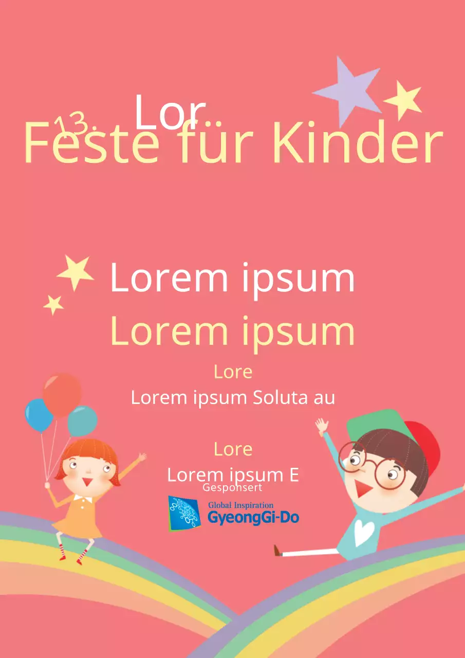 Werbung für ein niedliches Kinderfest mit rosa Kinderillustrationen