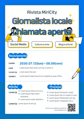 Illustrazione a linee blu e gialle per un campo di reclutamento pulito