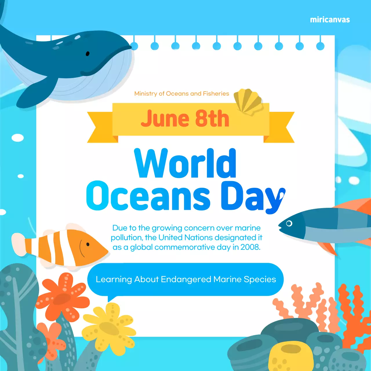 Blue Minimal Ocean Announcement Social Media Post