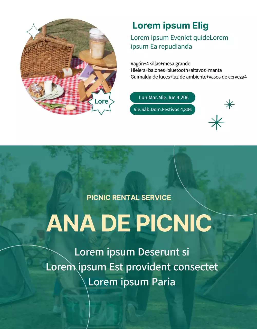 Alquiler de picnic chic, ecológico y sencillo