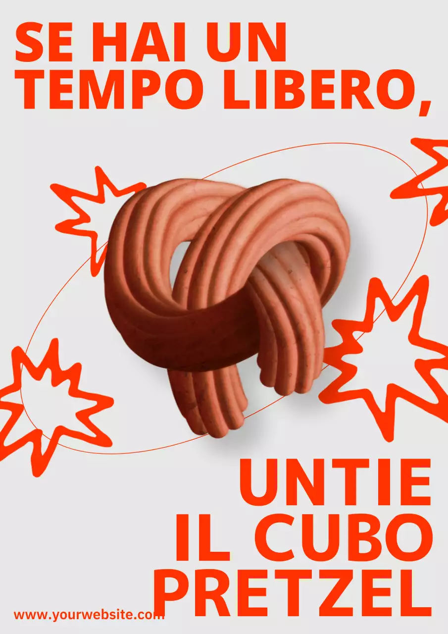 Webposter verticale del pianeta pretzel arancione e beige