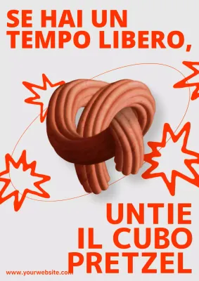 Webposter verticale del pianeta pretzel arancione e beige