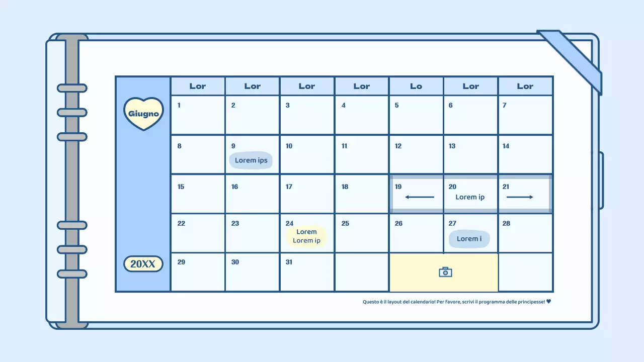 Simpatico kit di presentazione del concetto di agenda in azzurro e verde