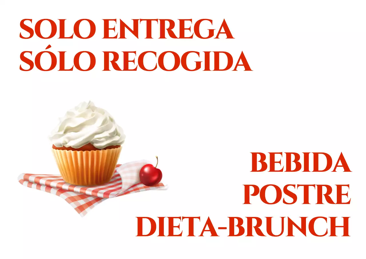 Diseña una cafetería con texto y horario de apertura en rojo