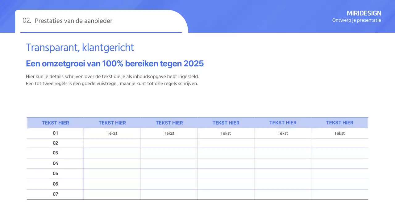 Bid Proposal met eenvoudig blauw kleurverloop