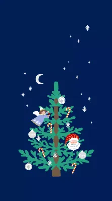 Green color cute illustration style Christmas ornaments for holiday personalized gifts