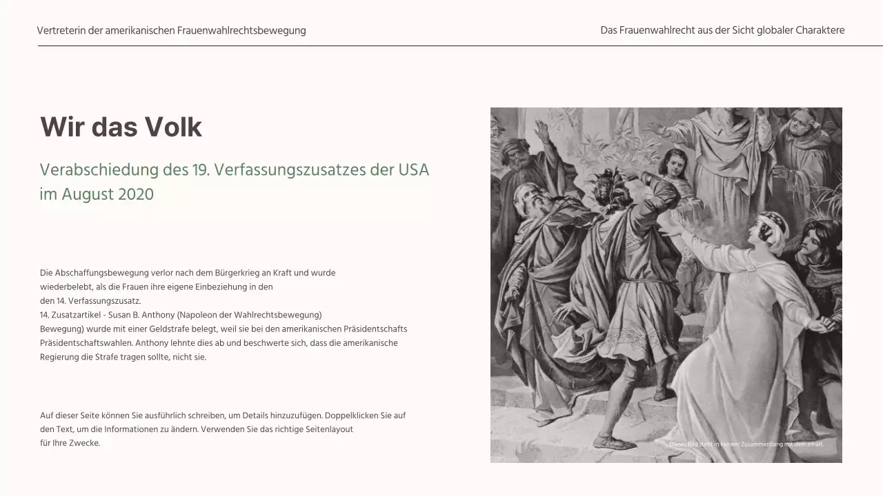  Vorlage eines zurückhaltenden Konzepts für eine globale Frauenwahlrechtsaufgabe