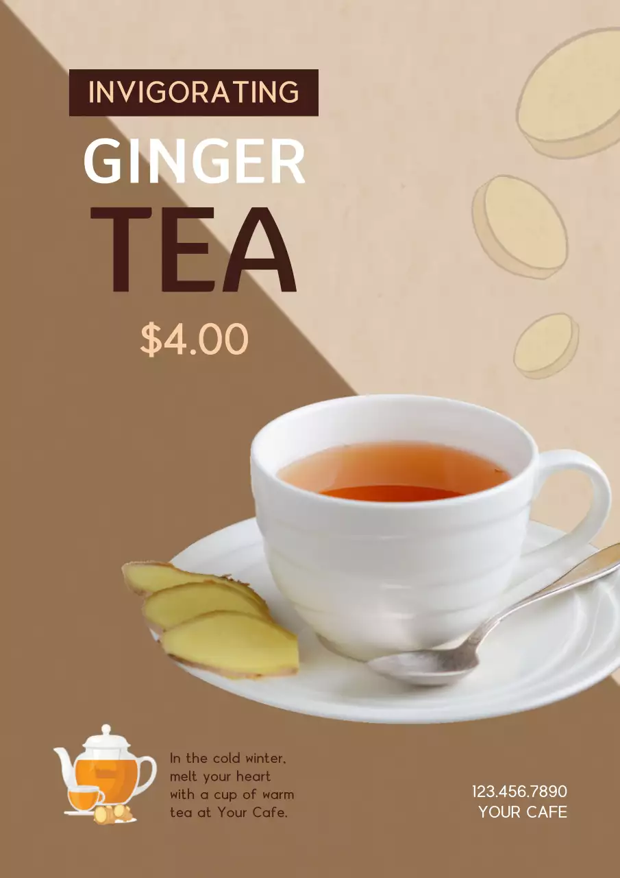 Beige Simple Tea Promotion Poster