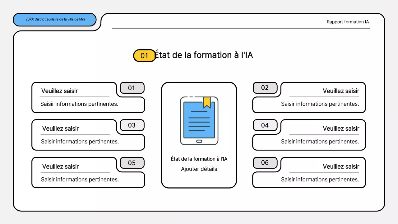 Kit de présentation des rapports de formation bleu et jaune