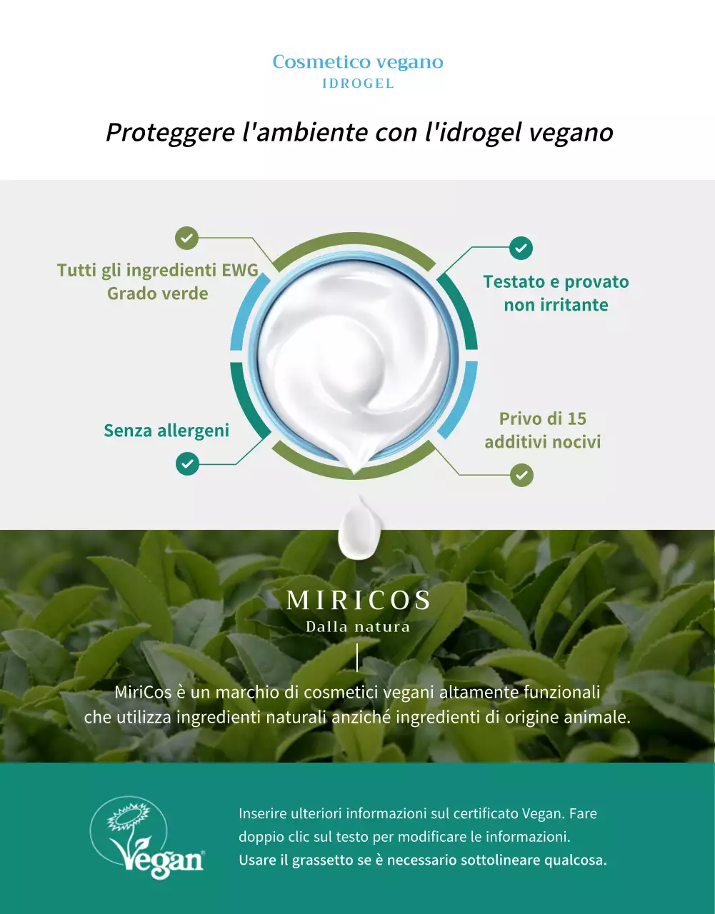 Pagina dettagliata delle creme idratanti vegane dai toni blu