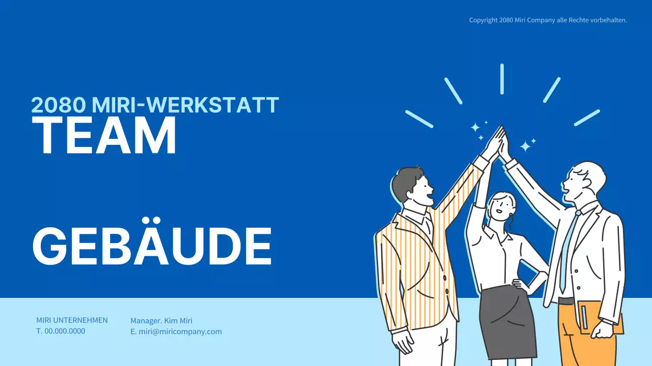Workshop zur Teambildung mit Illustrationen in Blau und Gelb