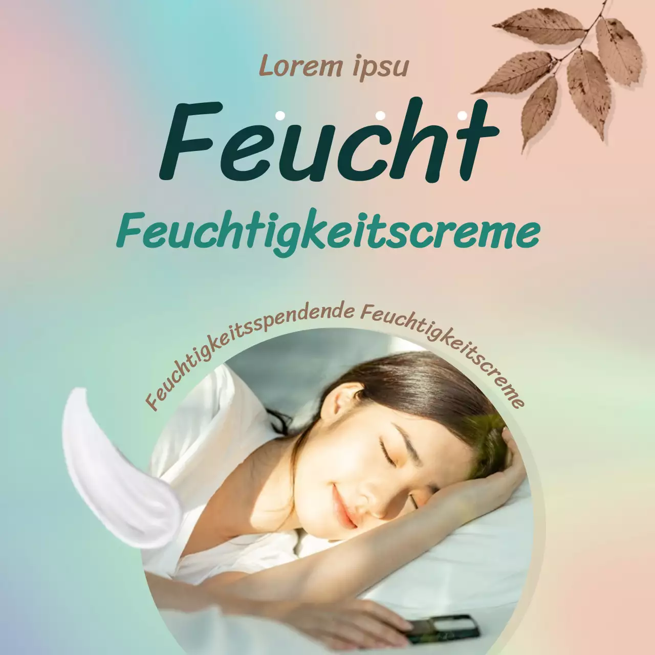 herbststimmung feuchtigkeitscreme in braun und türkis kosmetik promotion social media quadrat