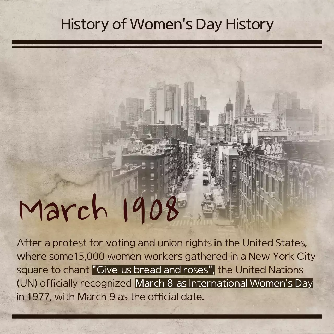 Beige Vintage Women's History Announcement Instagram Carousel