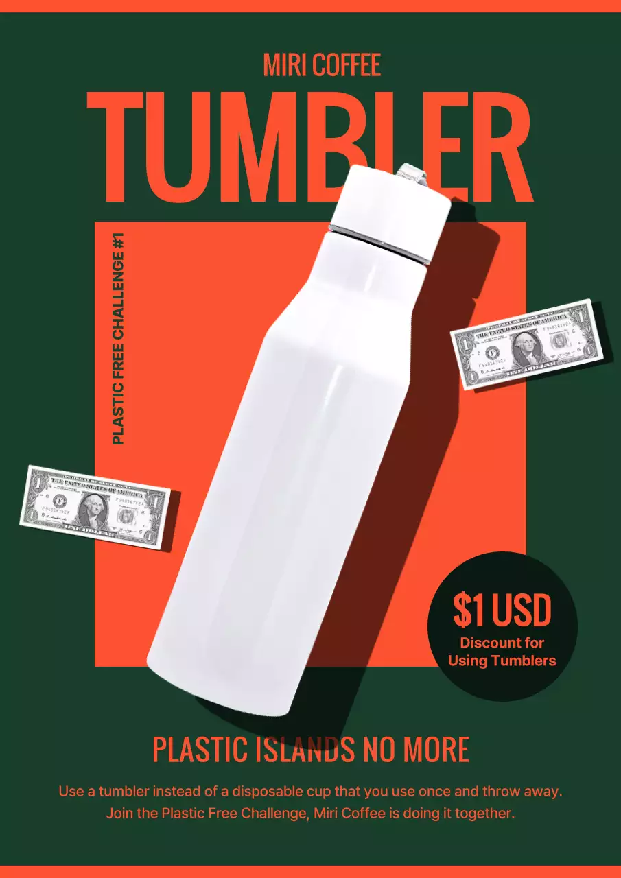 Orange Trendy Tumbler Promotion Poster