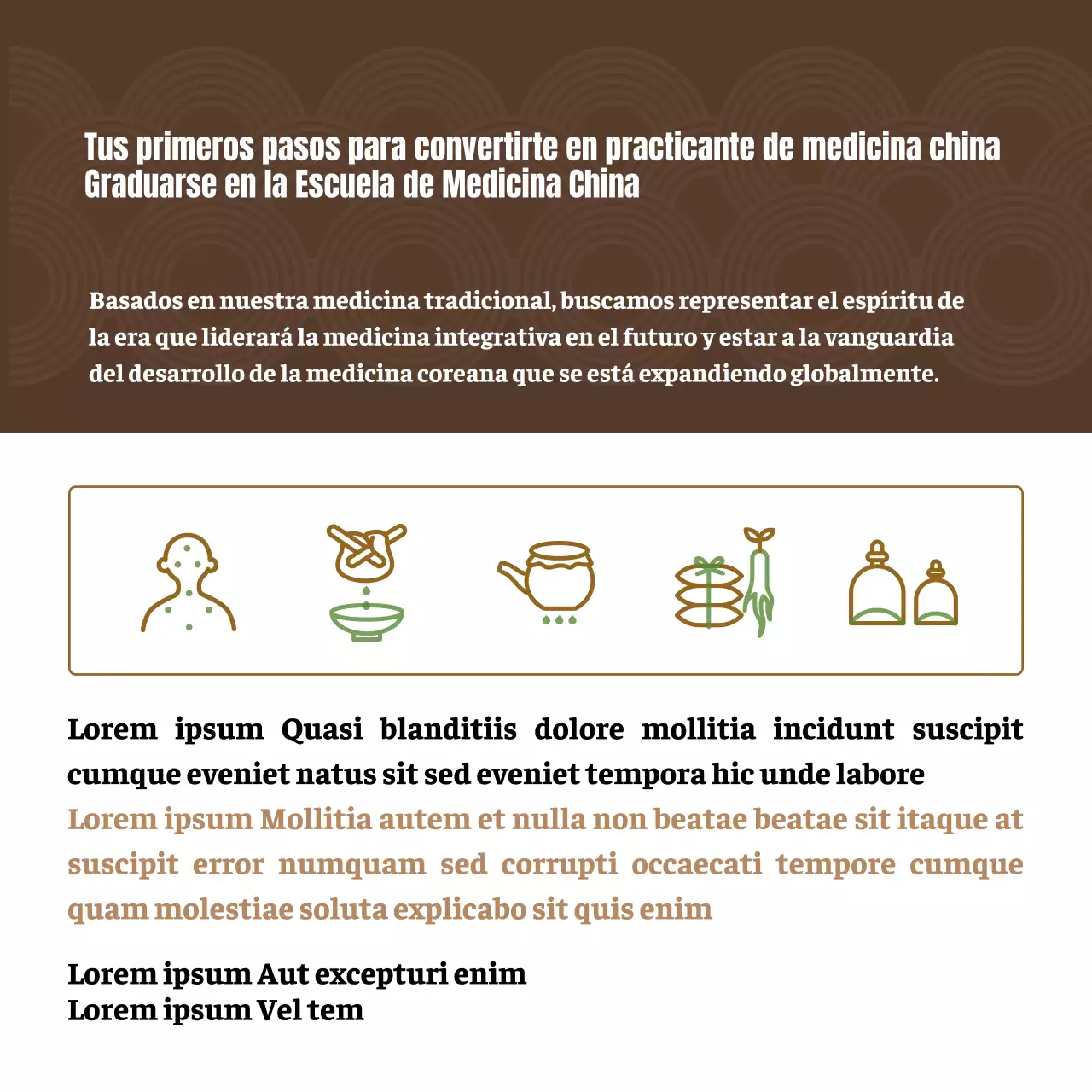 Introducción a la Medicina China Concepto de ilustración en tonos marrones