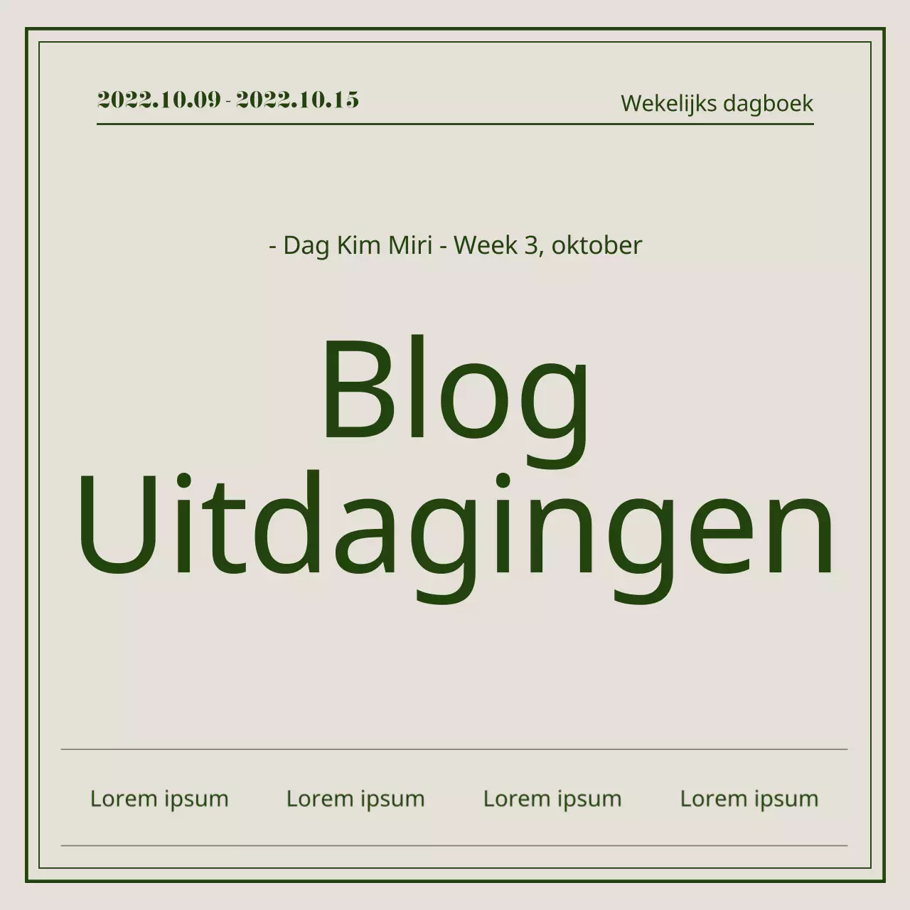 Blog uitdaging met een eenvoudig groen typografie concept