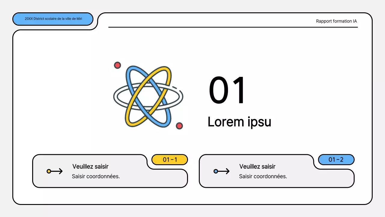 Kit de présentation des rapports de formation bleu et jaune