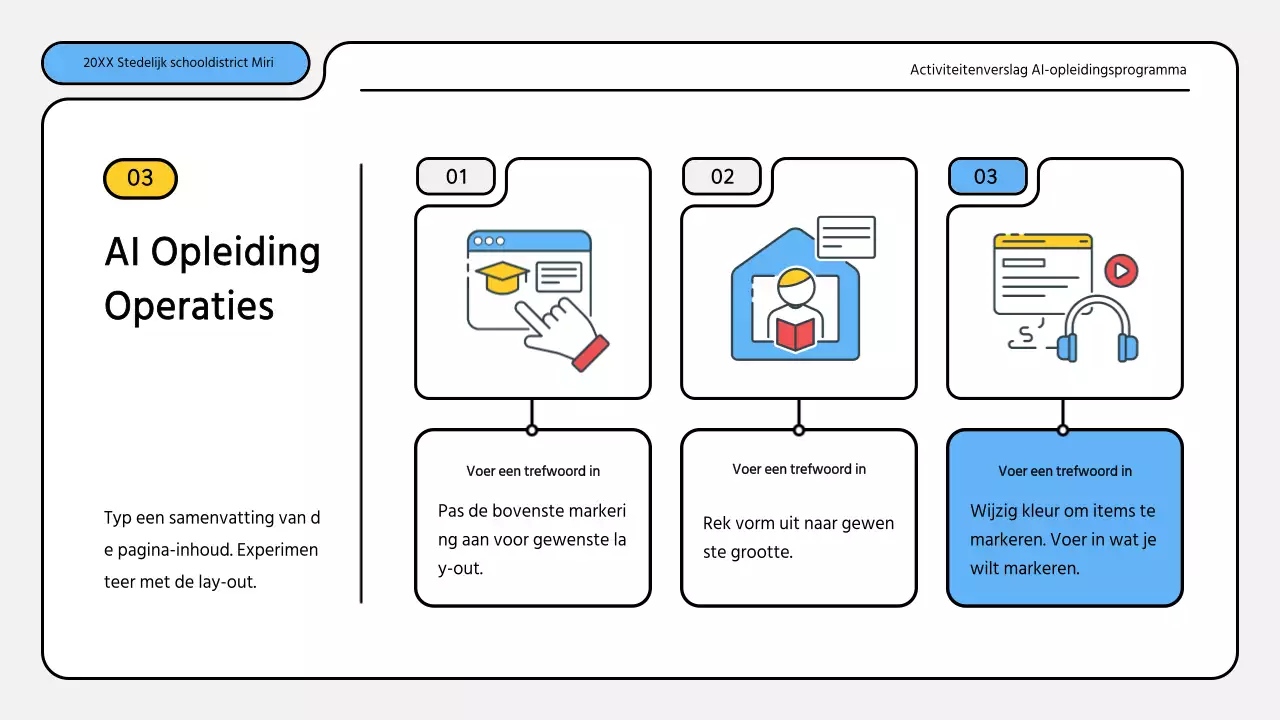 Nette blauw met gele trainingsrapporten presentatie kit