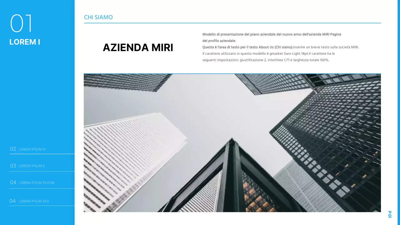 Semplice presentazione del piano aziendale per il nuovo anno in azzurro