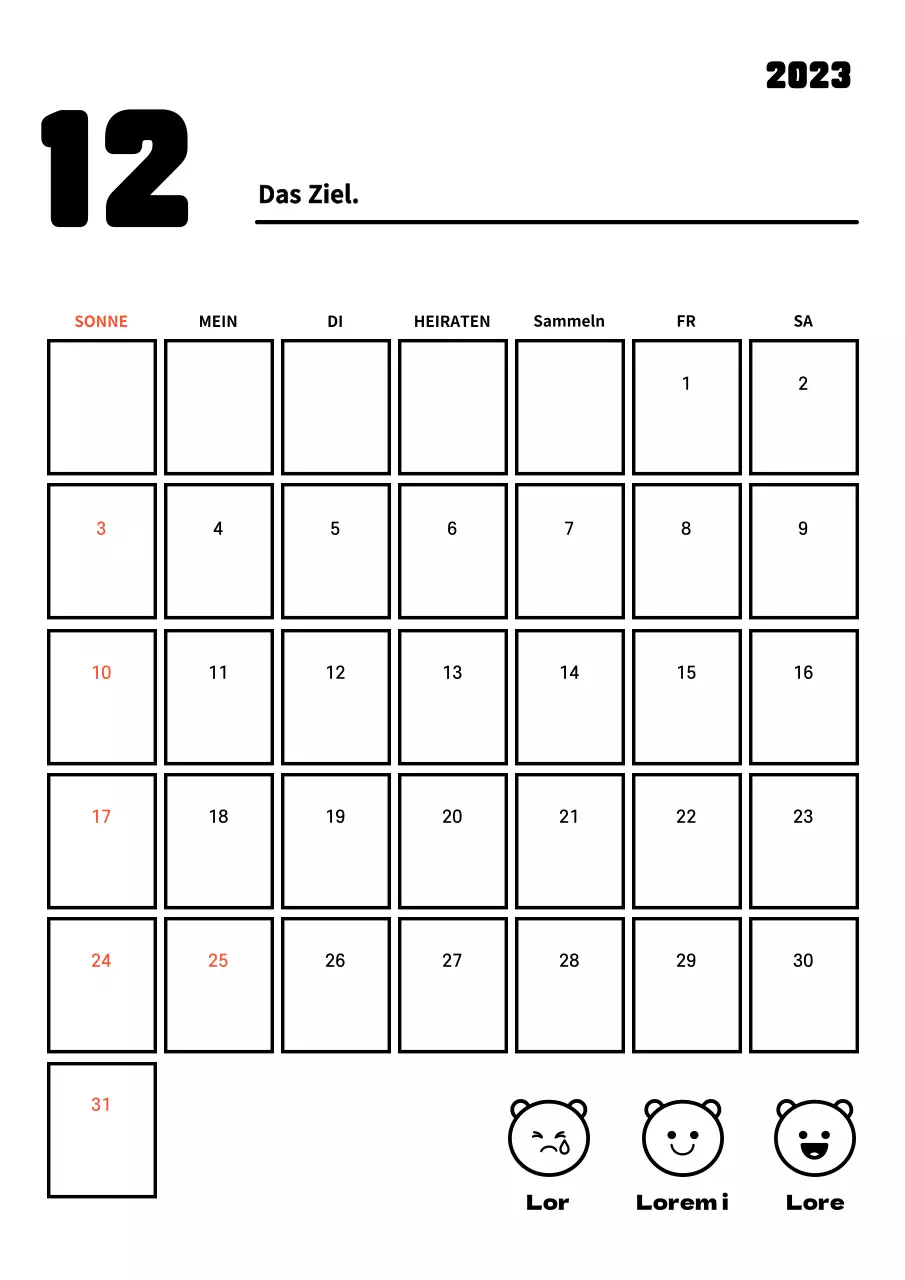 Neujahrsvorsatz-Tracker mit klaren Linien