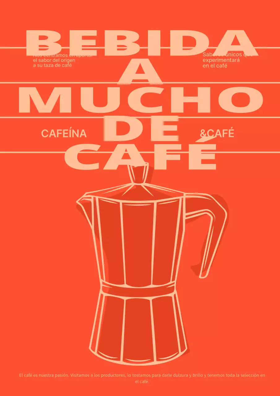 Cartel de cafetería en rojo y coral