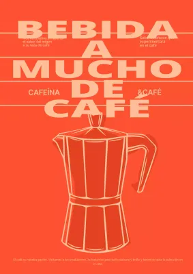 Cartel de cafetería en rojo y coral