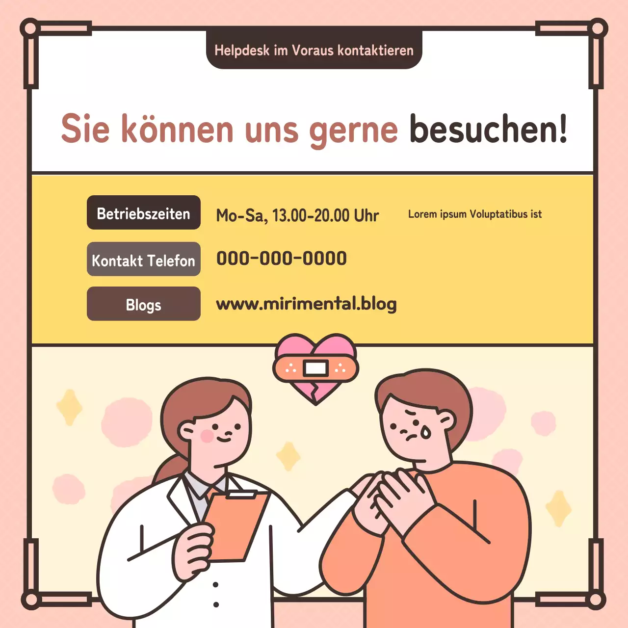 Rosa Pastell-Illustration zur Werbung für eine psychologische Beratungsstelle