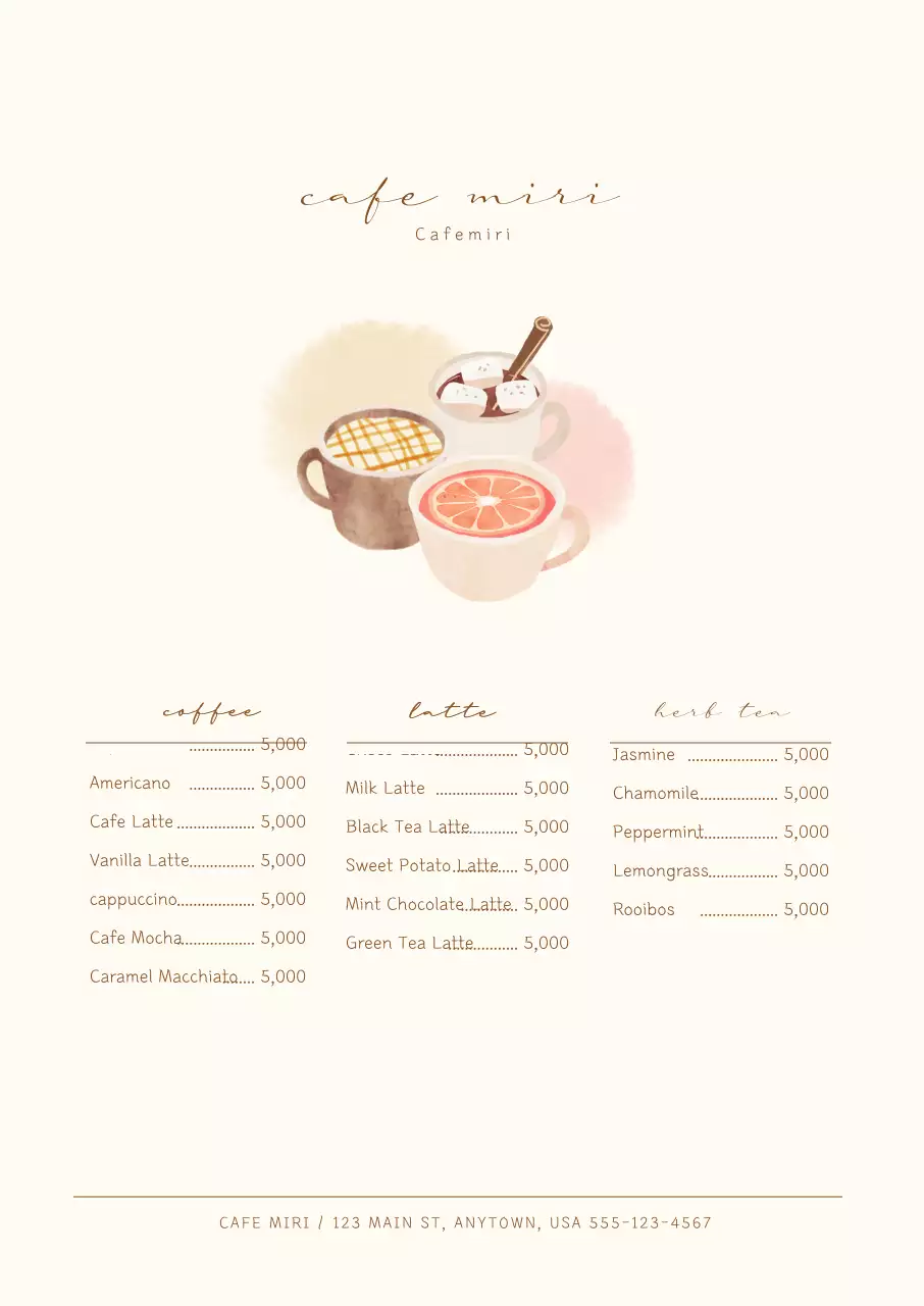 Ilustrasi Menu kafe