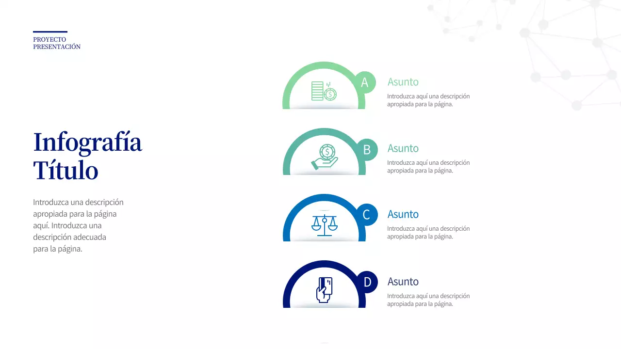 Infografía de iconos financieros azules y verdes