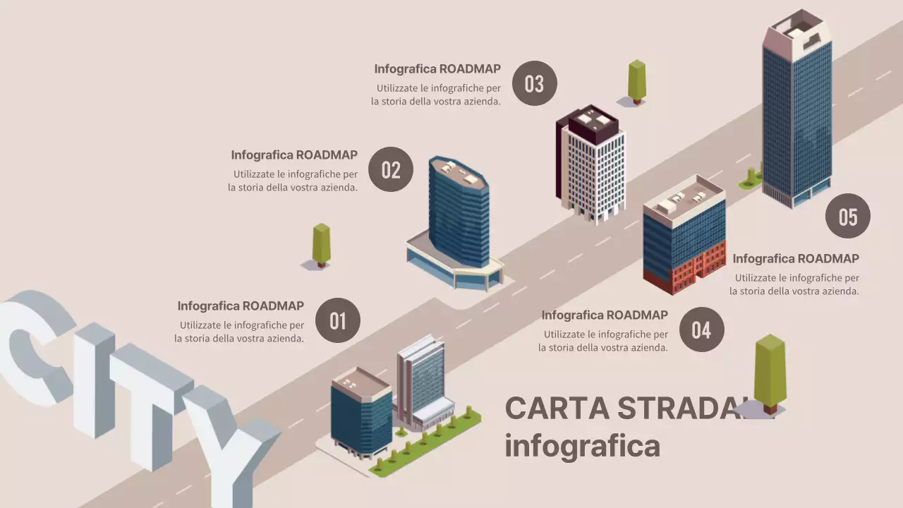Illustrazione della costruzione di una strada in marrone Infografica sulla mappa stradale per le aziende