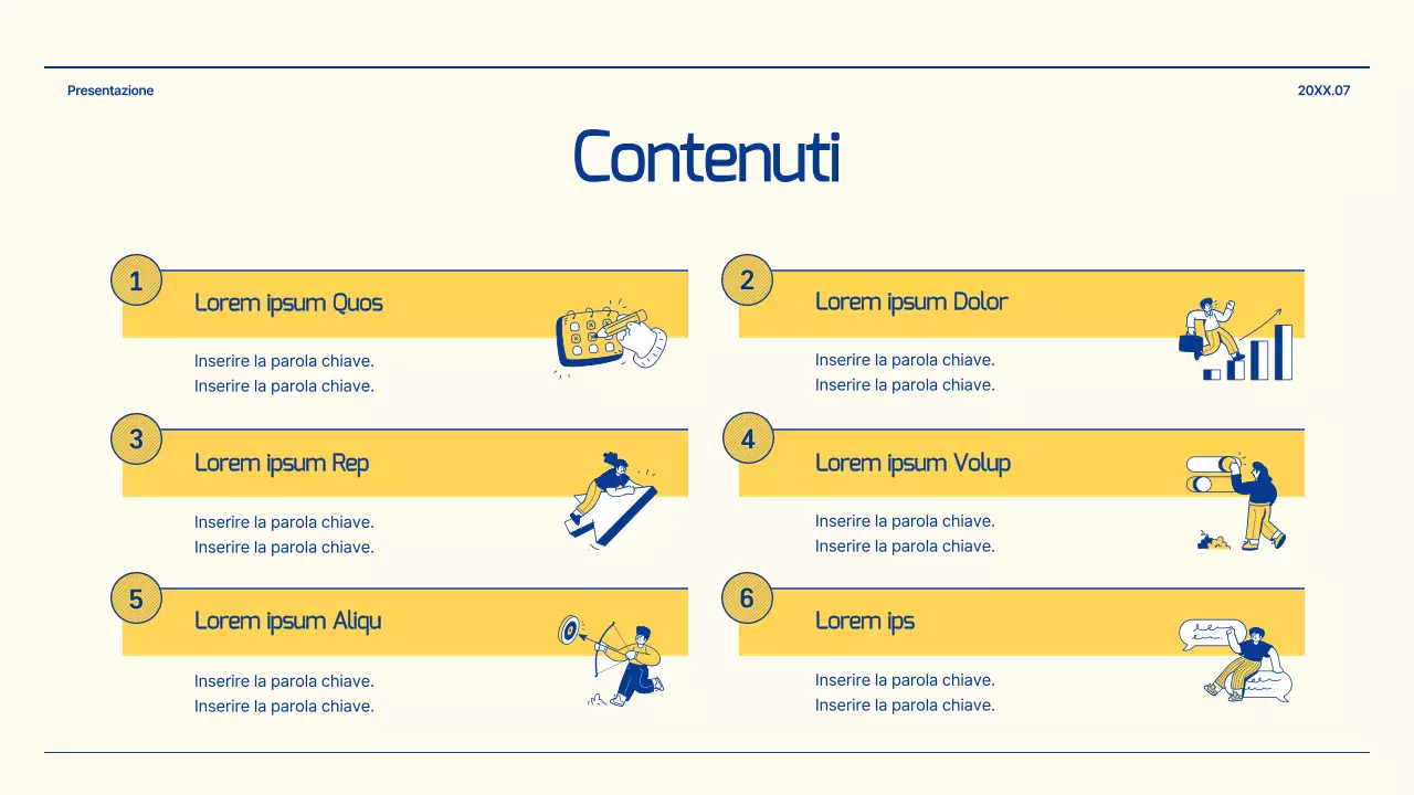 Rapporto sulle prospettive del settore retail con illustrazioni in blu e giallo