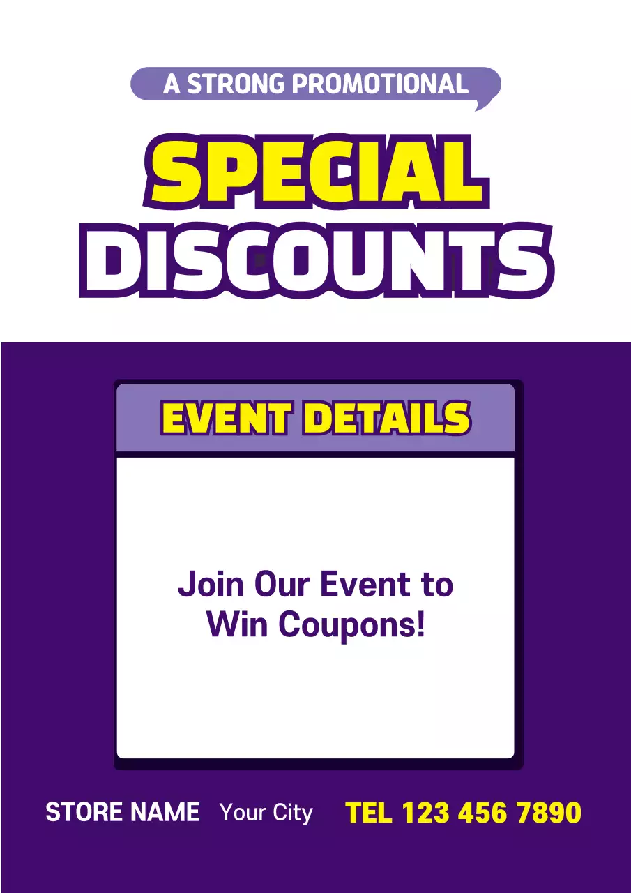 Purple Bold Discounts Promotion Poster