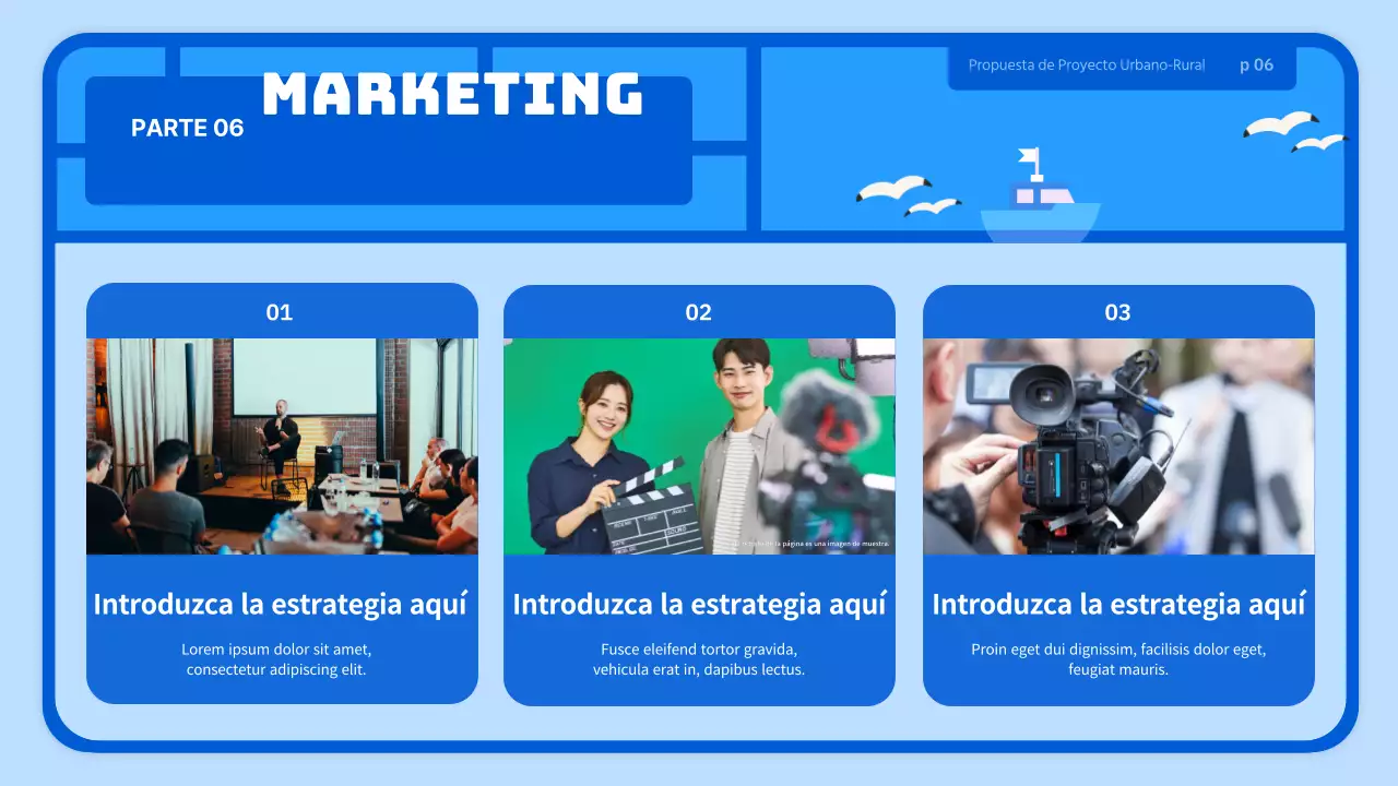 Azul claro lindo juguete estilo aldea agrícola propuesta de negocio