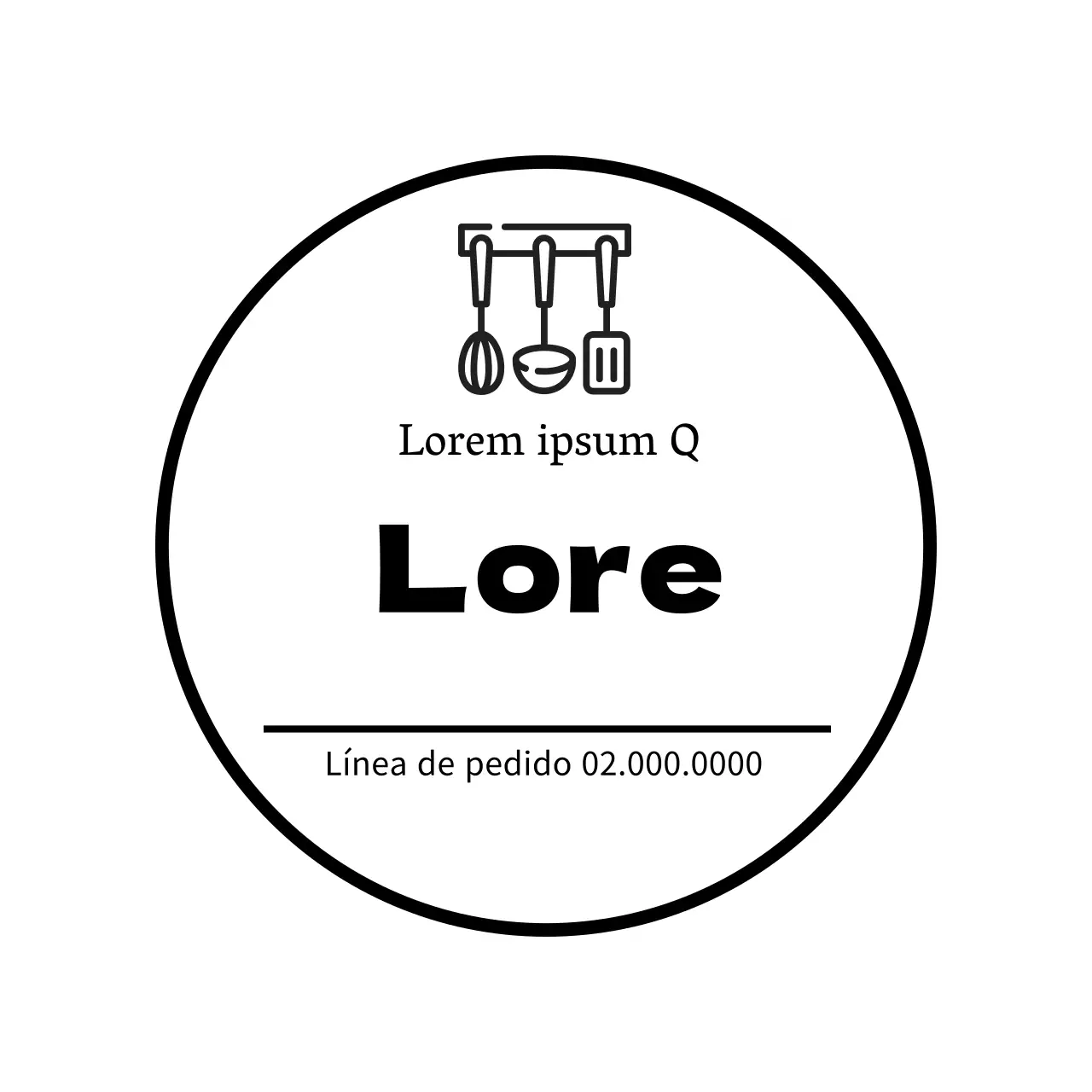 Ilustración en blanco sencilla etiqueta de guarnición de restaurante