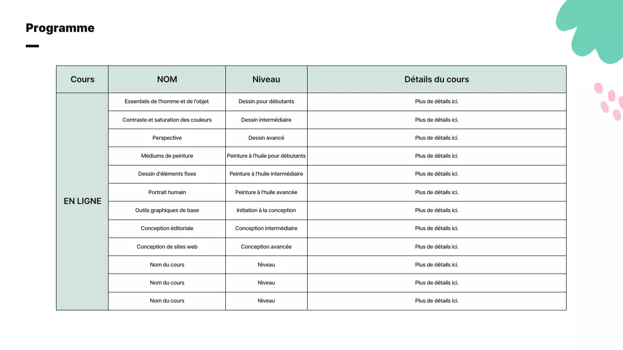 Une jolie illustration abstraite aux couleurs vives pour présenter le plan d'entreprise et le programme d'études de votre école.