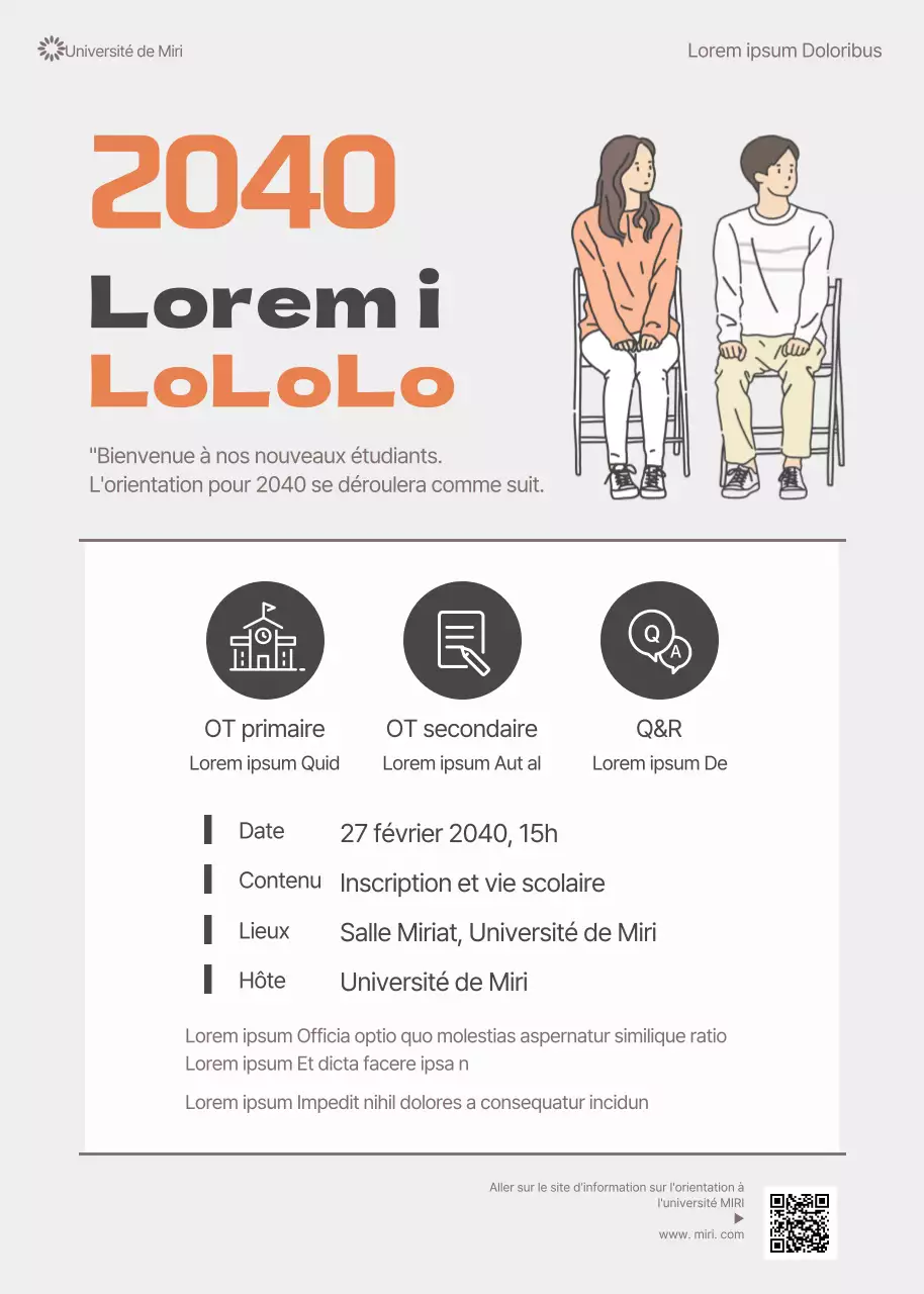 Un simple panneau d'orientation universitaire de couleur grise