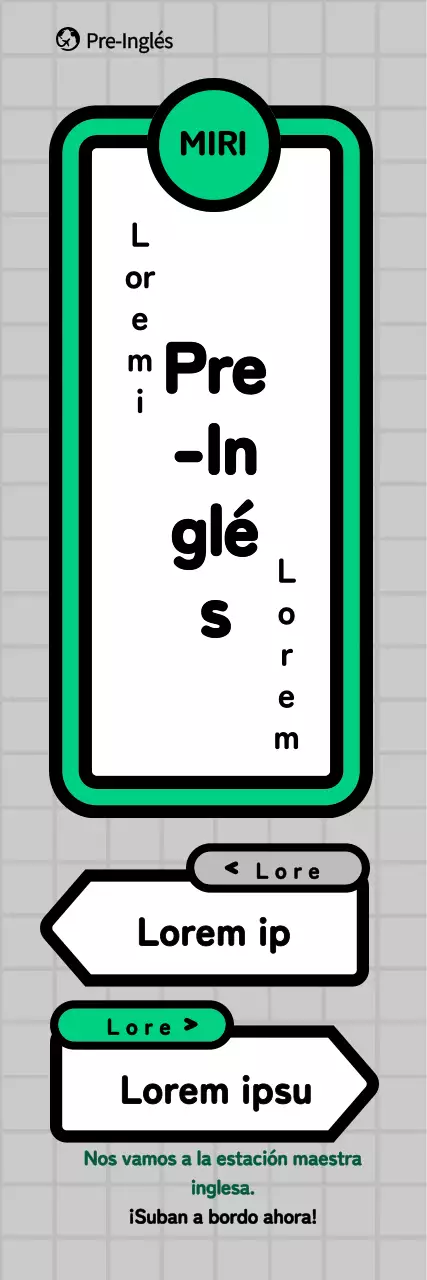 Promoción del concepto de metro escuela en gris y verde