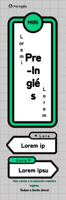 Promoción del concepto de metro escuela en gris y verde