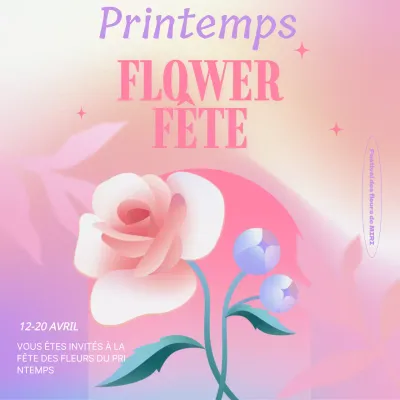 Promouvoir un festival de fleurs de printemps avec un thème rose dégradé