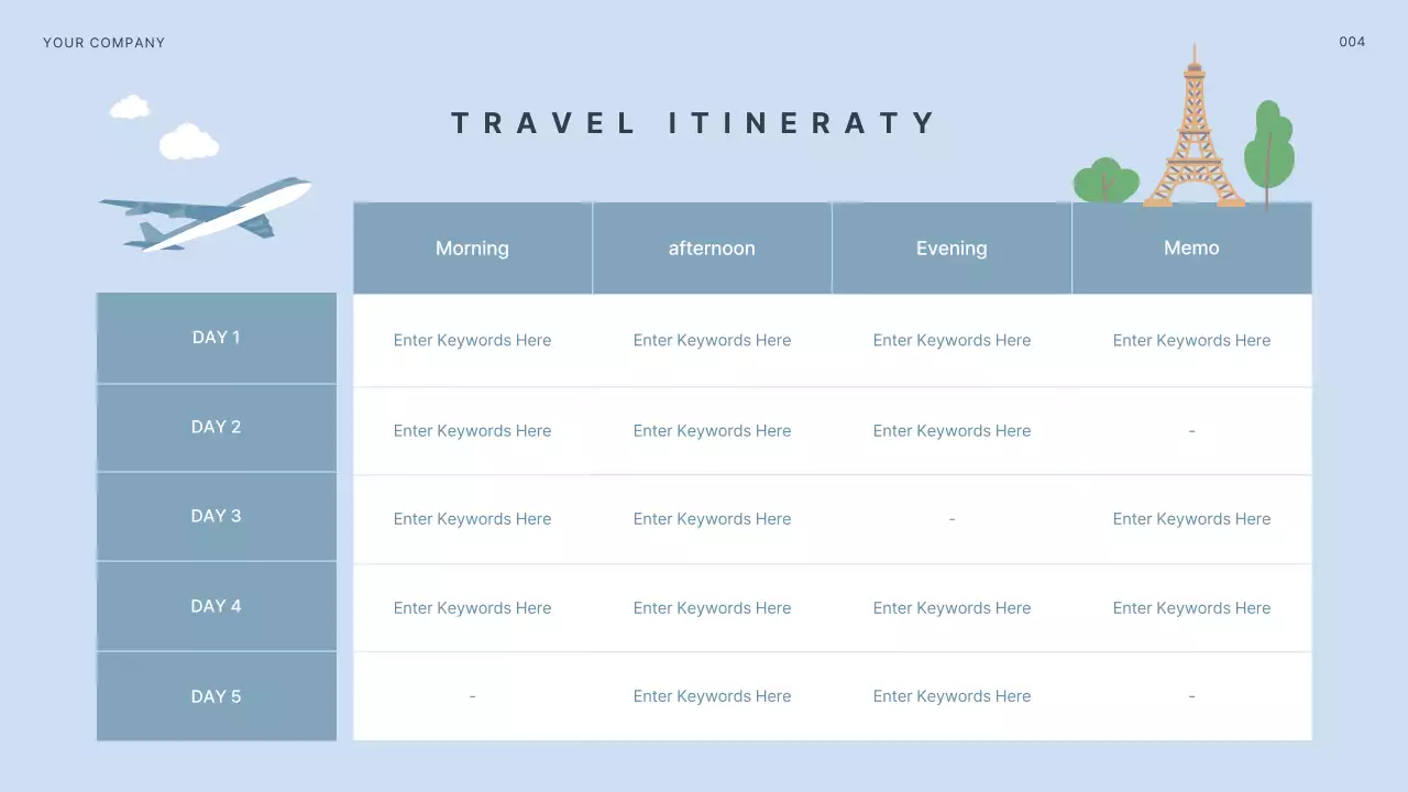 Blue Minimal Travel Planner Presentation