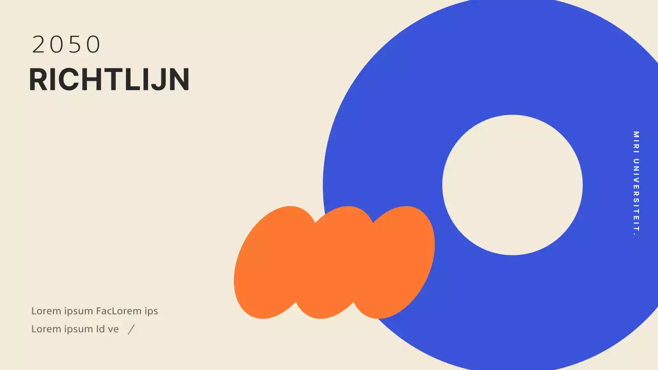 Een oriëntatiepresentatie met een trendy ontwerp, geaccentueerd met felle kleuren.