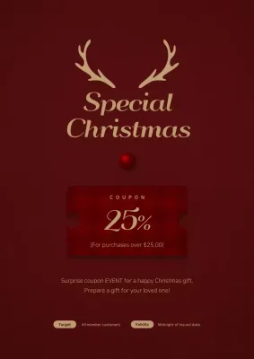 A classy and simple way to promote a special Christmas event with a wine-colored illustration of Rudolph.