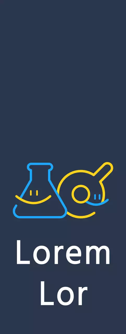 Ontwerp een logo voor een wetenschapsschool met een blauw en geel wetenschapswerktuig