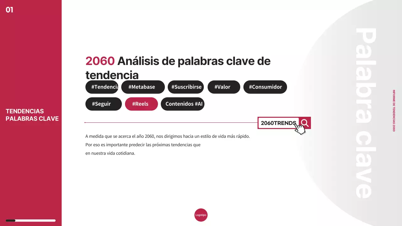 Tema del informe de tendencias de marketing con chip de color rosa