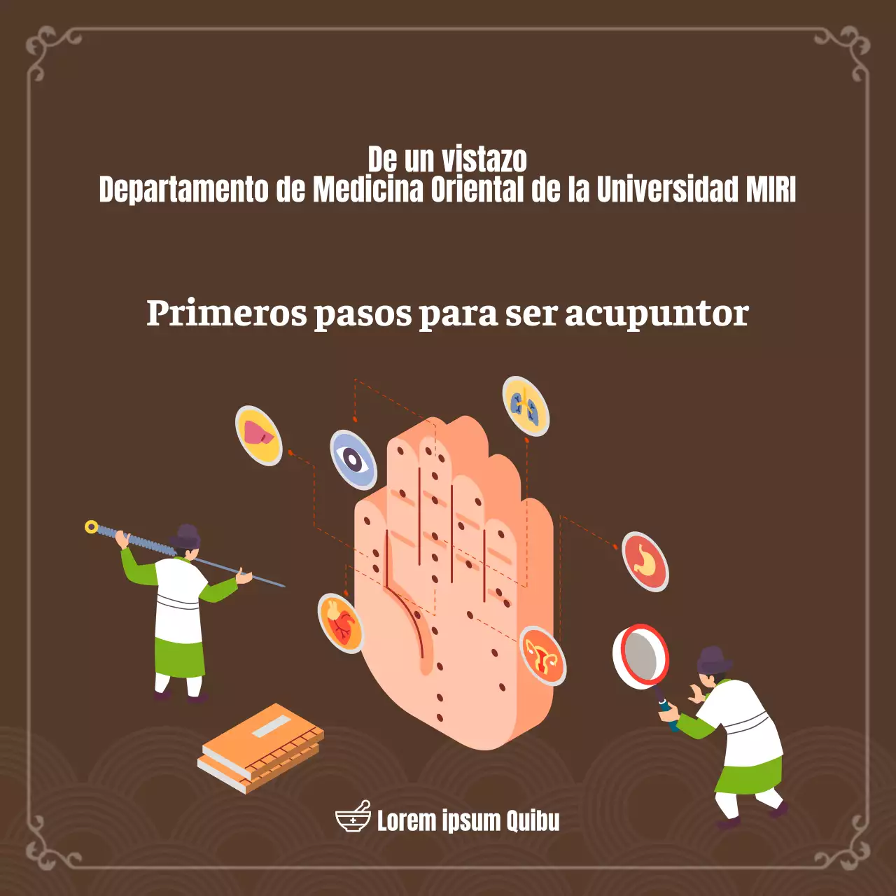 Introducción a la Medicina China Concepto de ilustración en tonos marrones