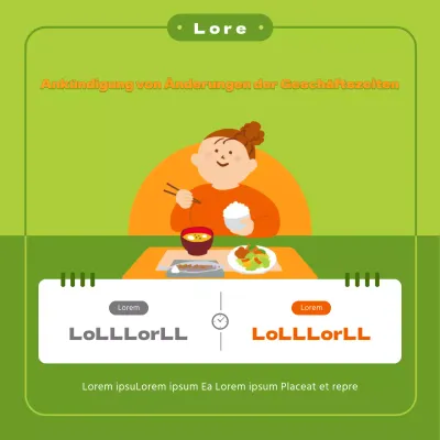 Geschäftszeiten Ankündigung Thema mit niedlichen Illustrationen in Chartreuse-Orange und einfachen runden Rahmen Konzept