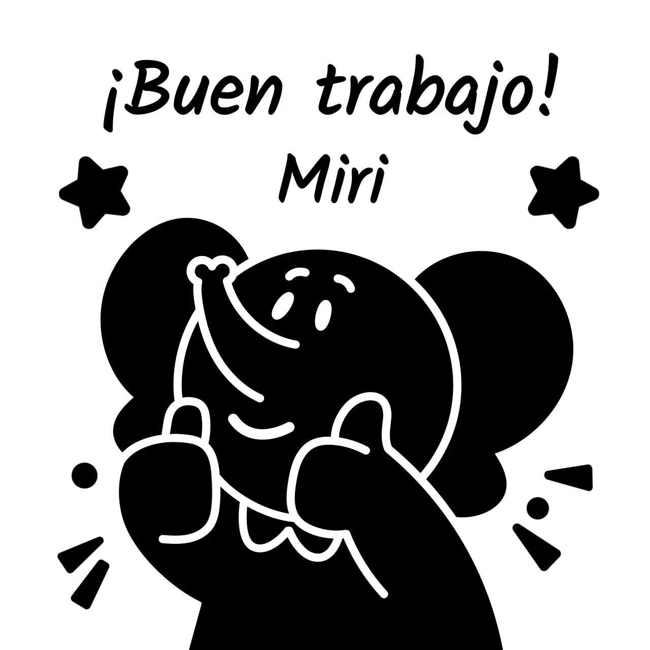Sello de felicitación con un simpático personaje animal negro