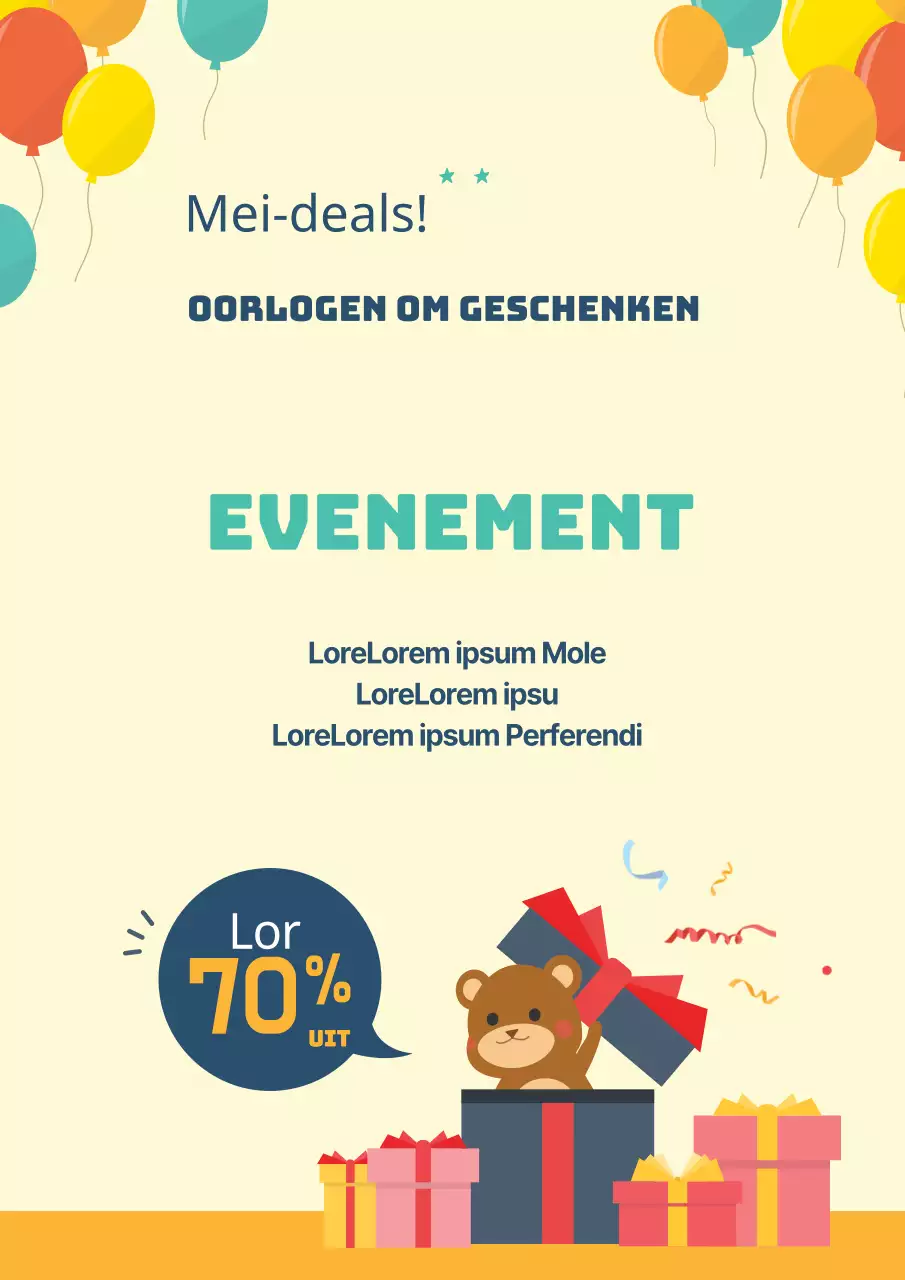 Eenvoudige gele cadeauposter voor evenement